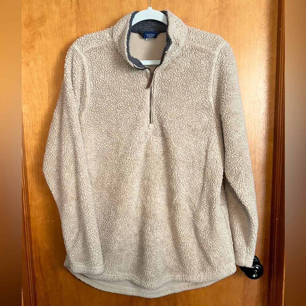 Boutique Half Zip Fleece Pullover Beige